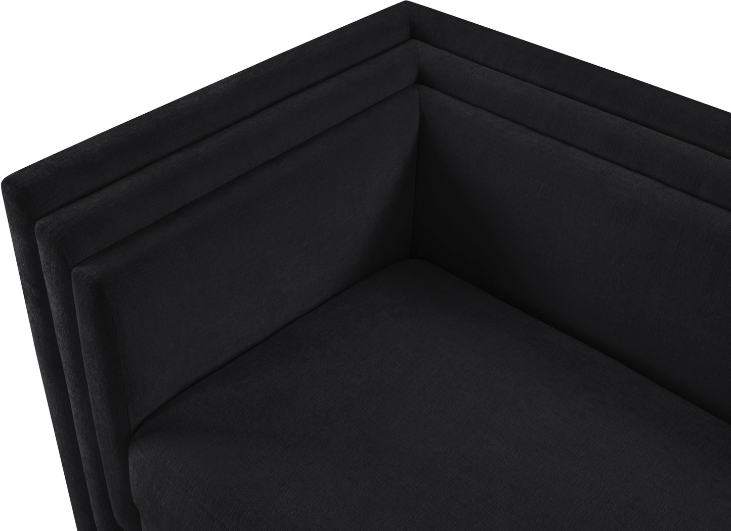 anzio black chenille fabric loveseat