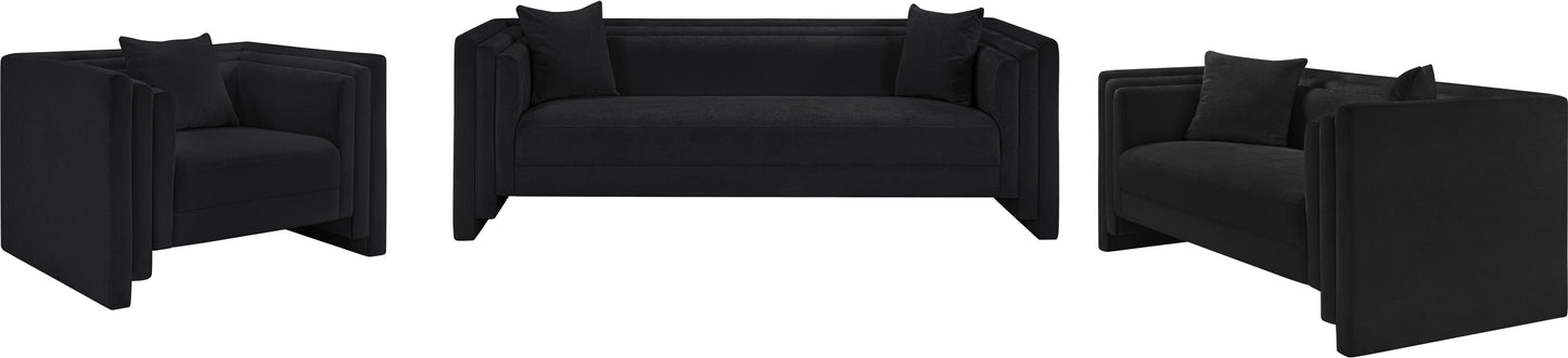 anzio black chenille fabric loveseat