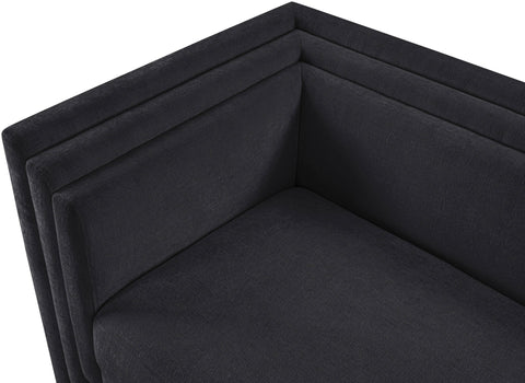Selene 88.5" Black Chenille Fabric Upholstered Sofa, 1 Piece