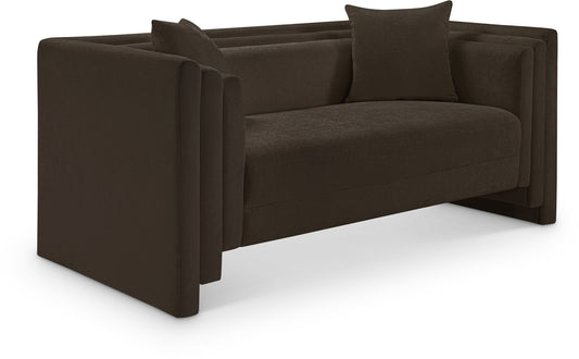 Anzio Brown Chenille Fabric Loveseat