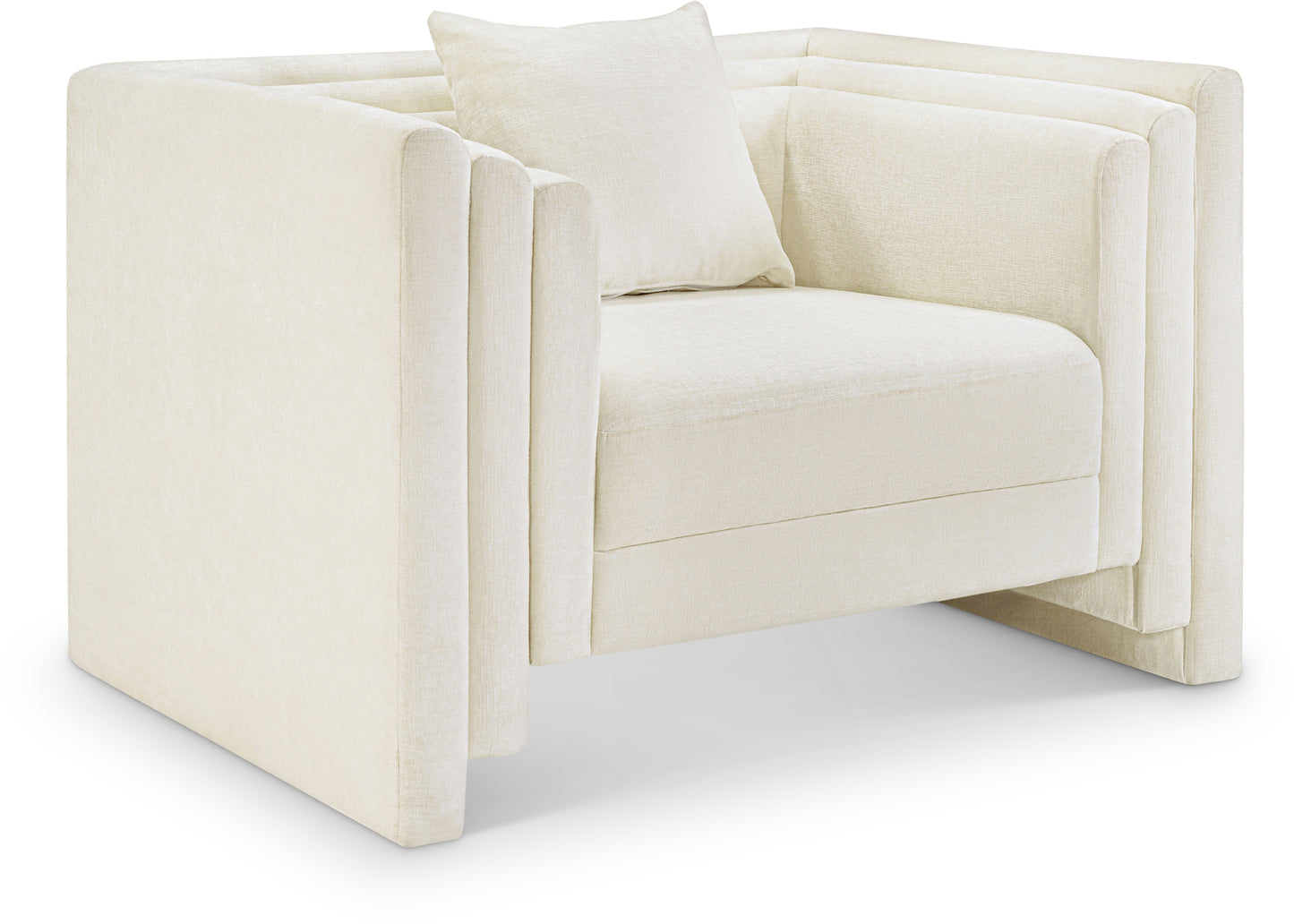 anzio cream chenille fabric chair