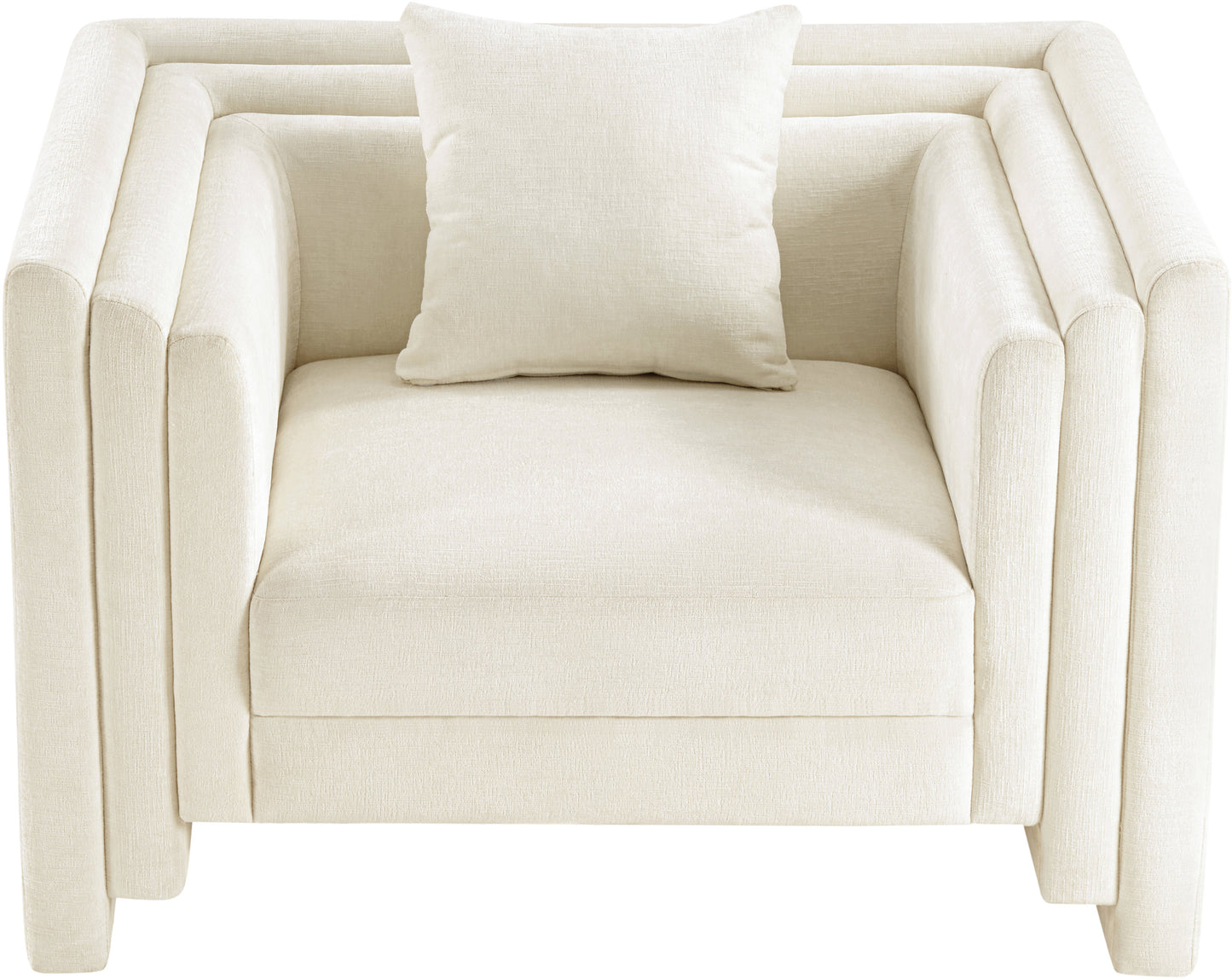 anzio cream chenille fabric chair