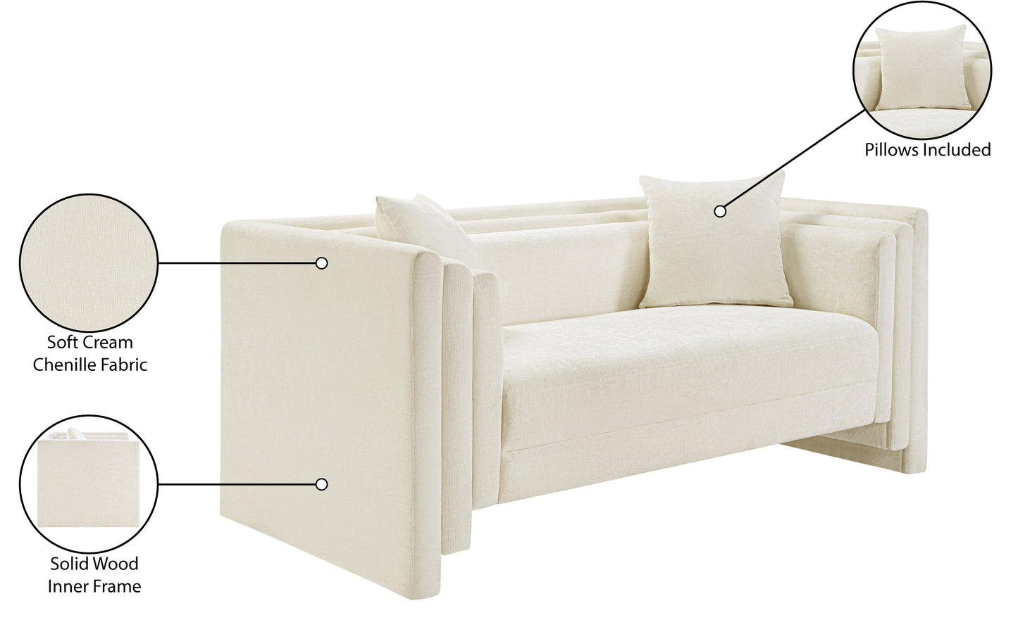 anzio cream chenille fabric loveseat