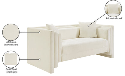 Anzio Cream Chenille Fabric Loveseat