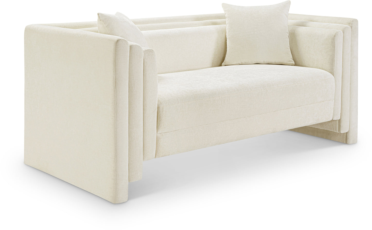 anzio cream chenille fabric loveseat