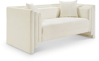 Anzio Cream Chenille Fabric Loveseat