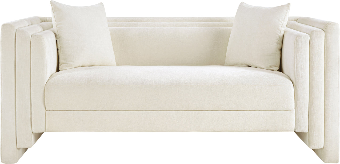 anzio cream chenille fabric loveseat