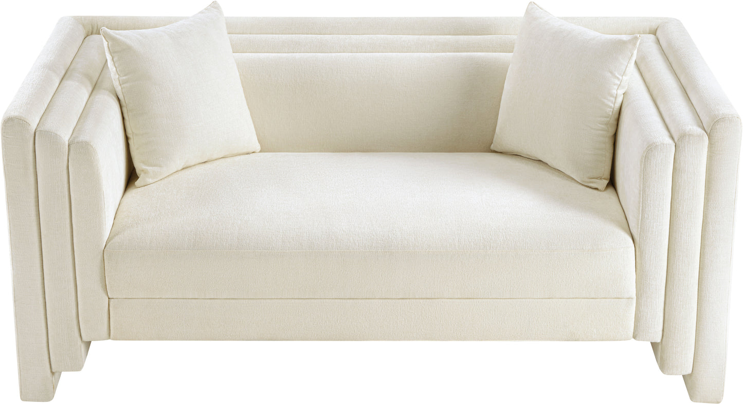 anzio cream chenille fabric loveseat