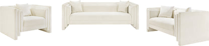 Anzio Cream Chenille Fabric Loveseat