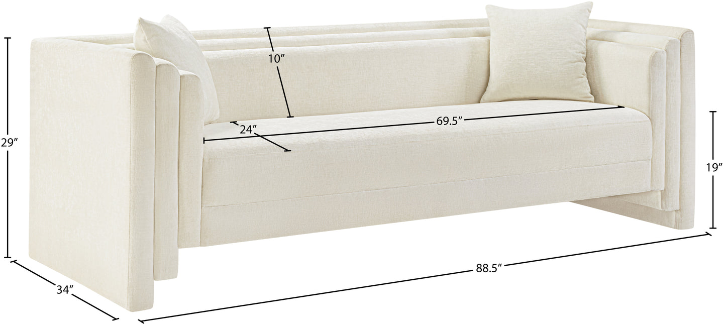 anzio cream chenille fabric sofa