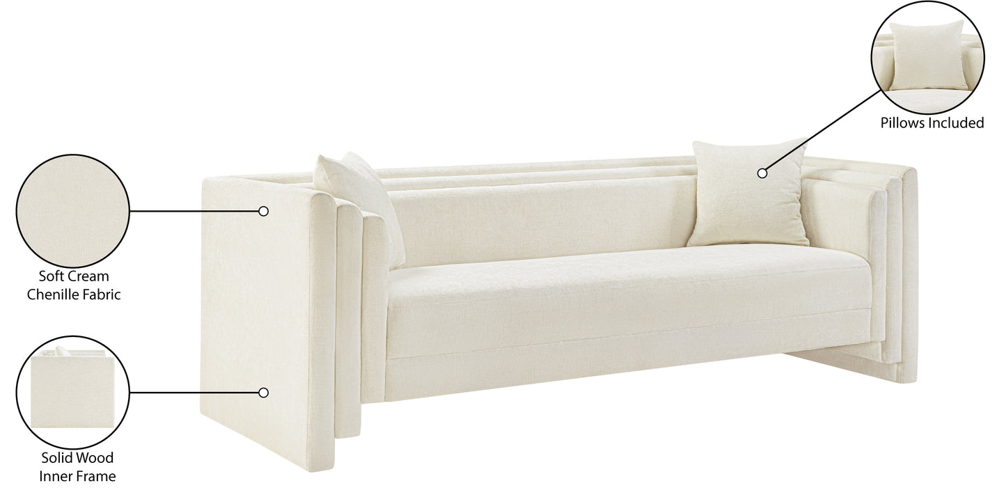 anzio cream chenille fabric sofa