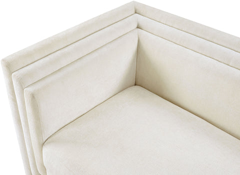 Selene 88.5" Cream Chenille Fabric Upholstered Sofa, 1 Piece