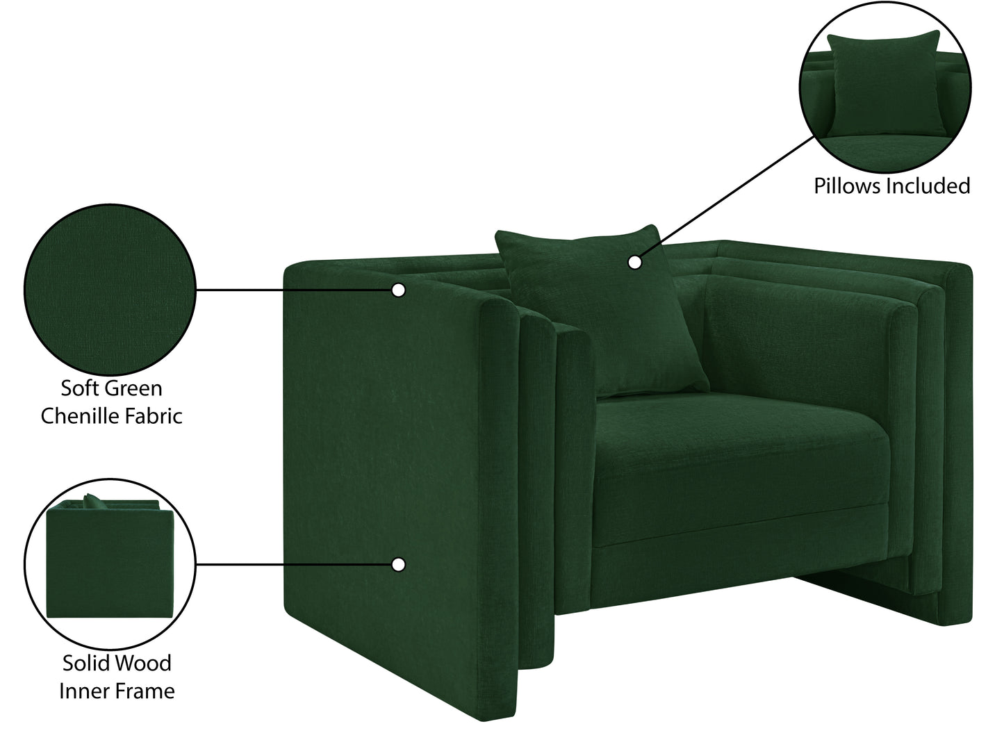 anzio green chenille fabric chair