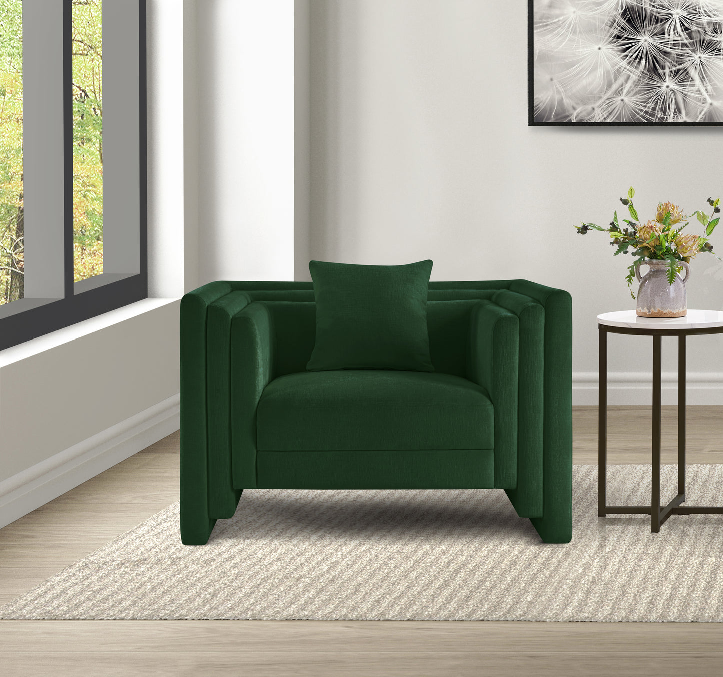 anzio green chenille fabric chair