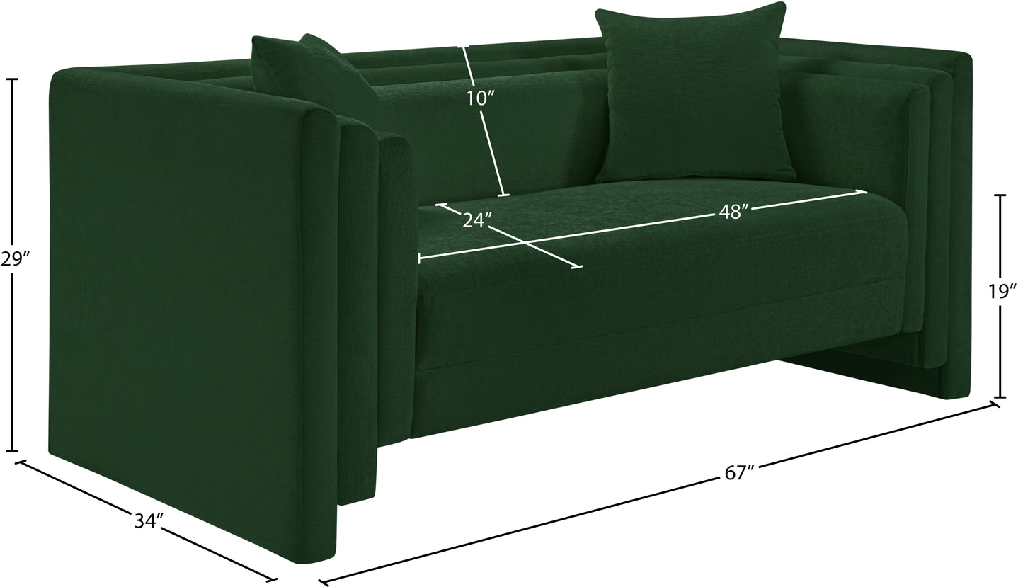 anzio green chenille fabric loveseat