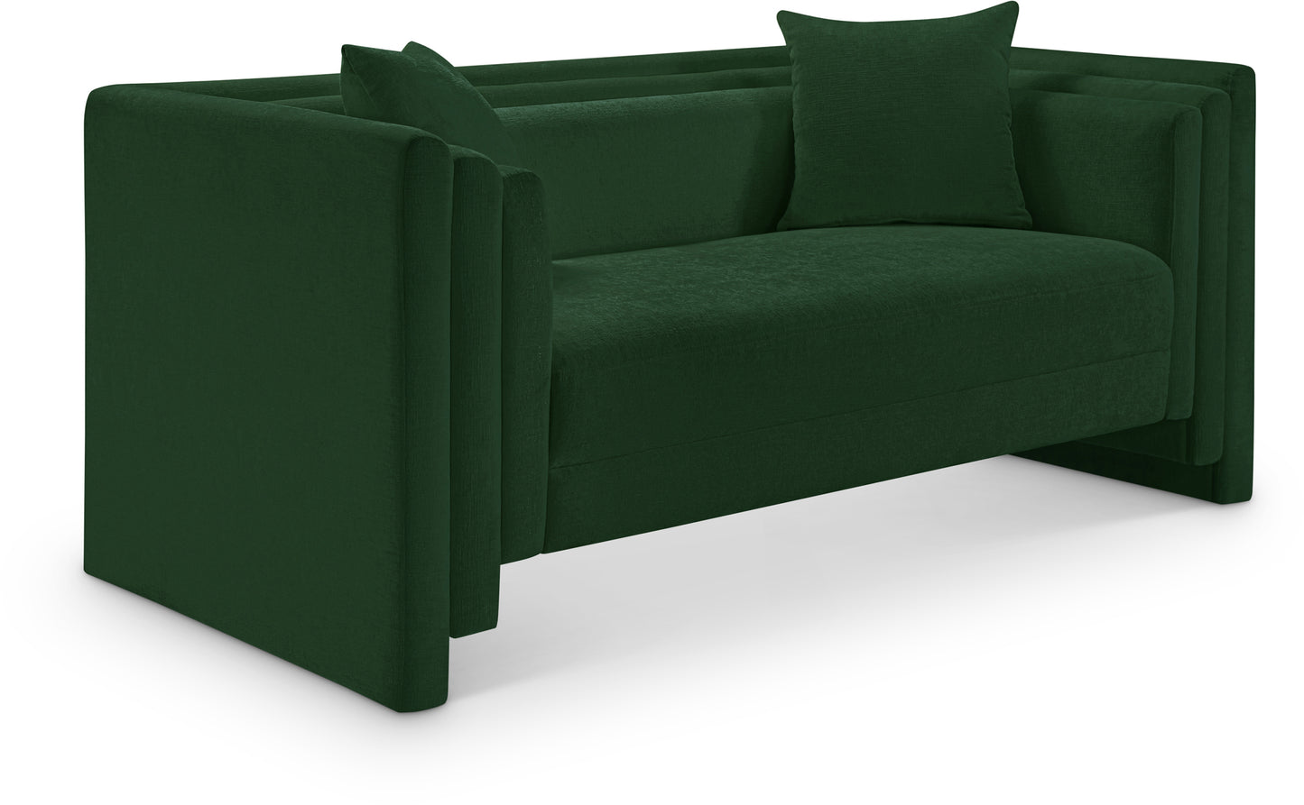 anzio green chenille fabric loveseat