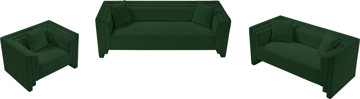 anzio green chenille fabric loveseat