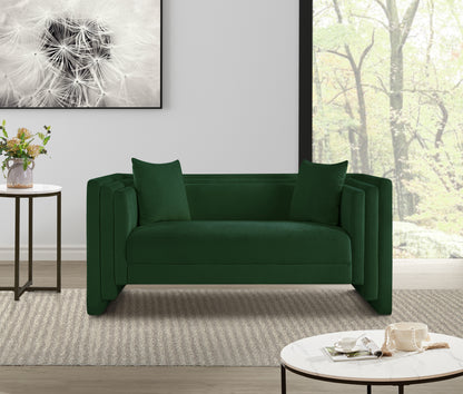 Anzio Green Chenille Fabric Loveseat