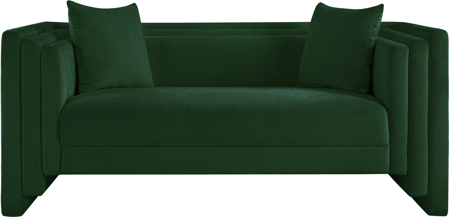 anzio green chenille fabric loveseat