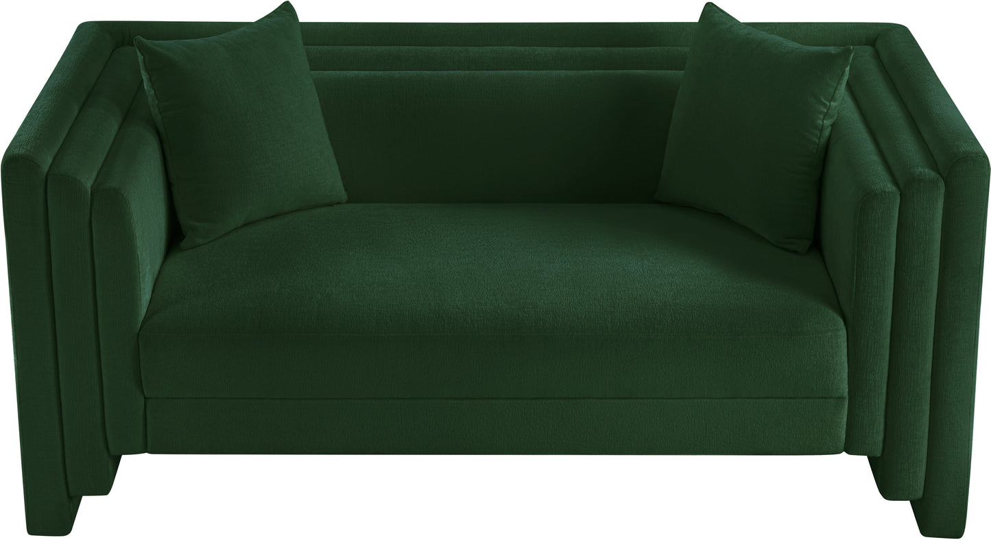 anzio green chenille fabric loveseat