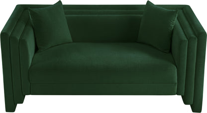 Anzio Green Chenille Fabric Loveseat