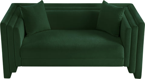 Anzio Green Chenille Fabric Loveseat