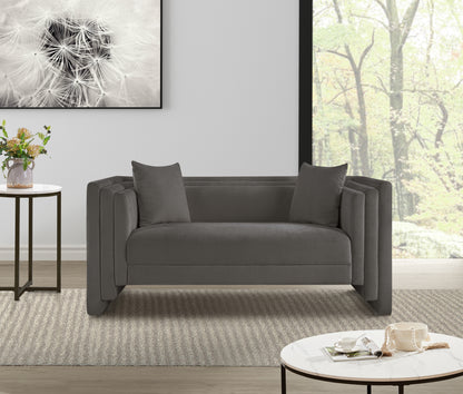 Anzio Grey Chenille Fabric Loveseat