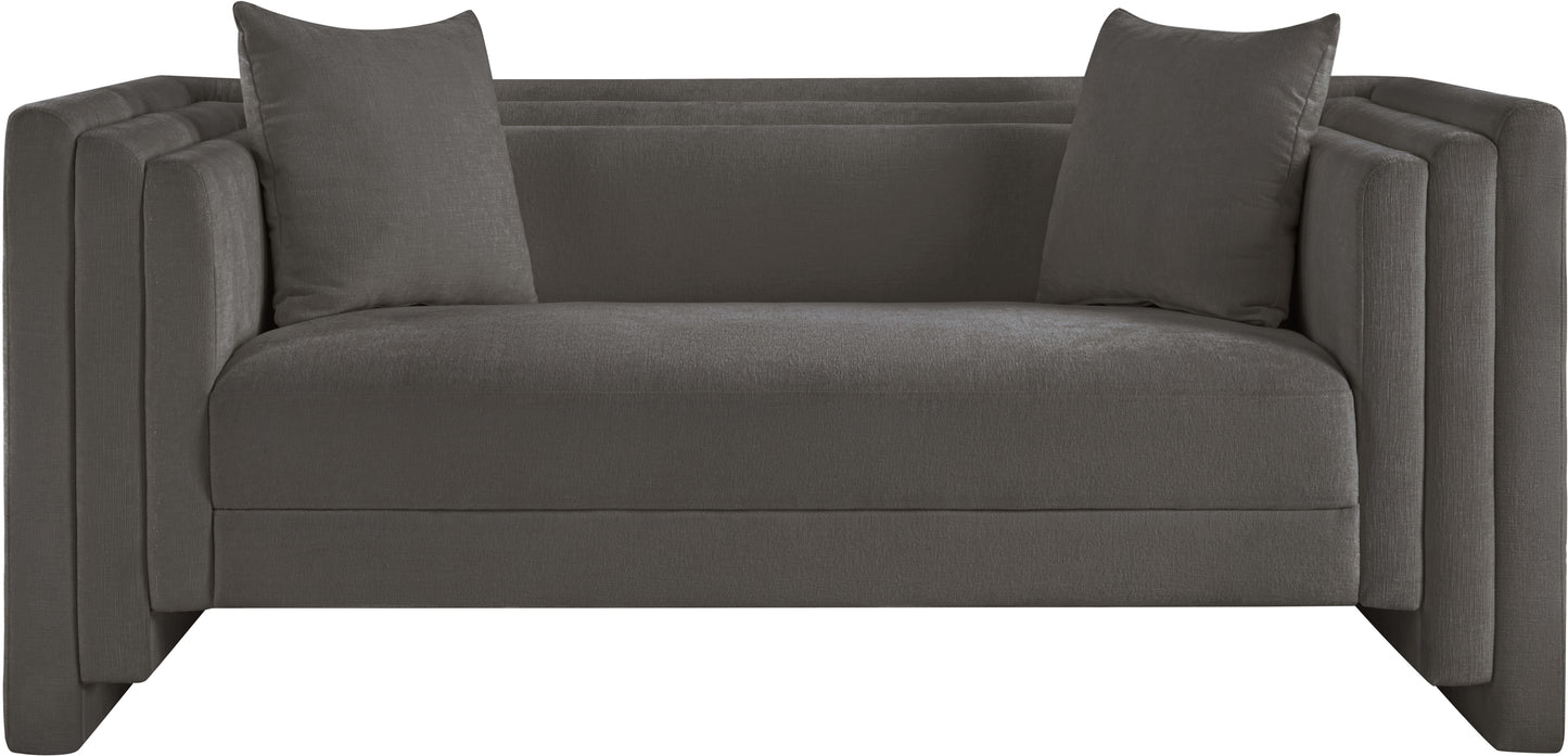 anzio grey chenille fabric loveseat