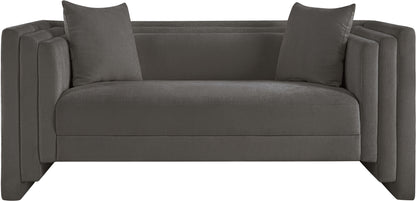 Anzio Grey Chenille Fabric Loveseat