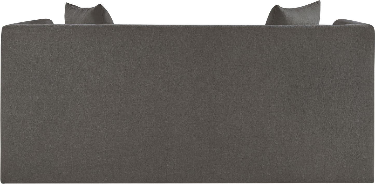 anzio grey chenille fabric loveseat