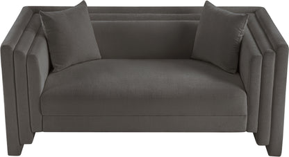 Anzio Grey Chenille Fabric Loveseat