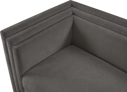 Anzio Grey Chenille Fabric Loveseat