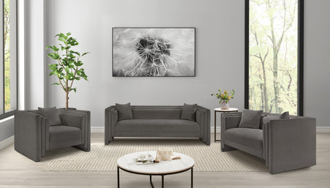 Selene 67" Grey Chenille Fabric Upholstered Loveseat, 1 Piece
