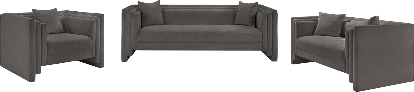 anzio grey chenille fabric sofa