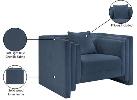Anzio Light Blue Chenille Fabric Chair