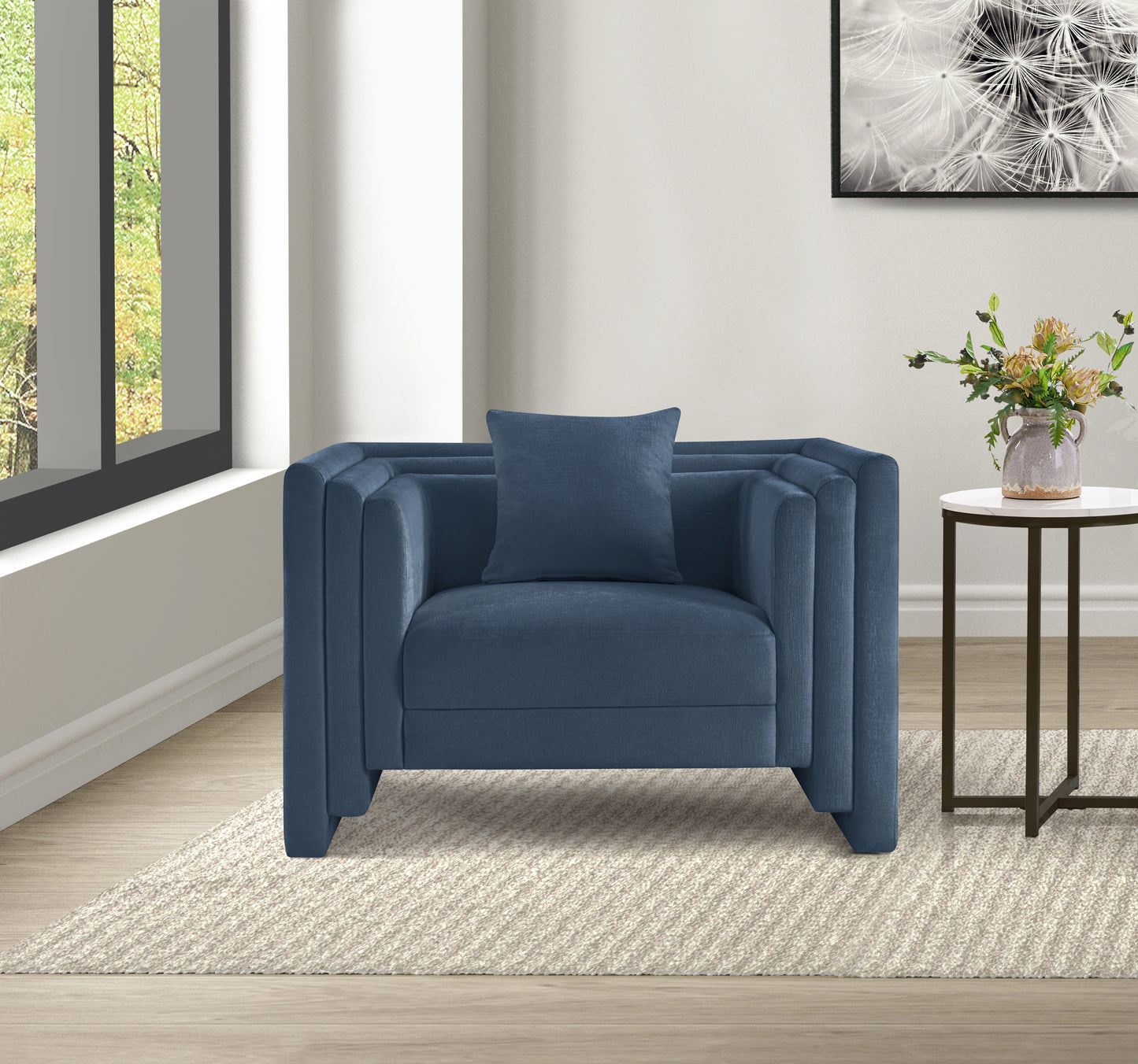 anzio light blue chenille fabric chair