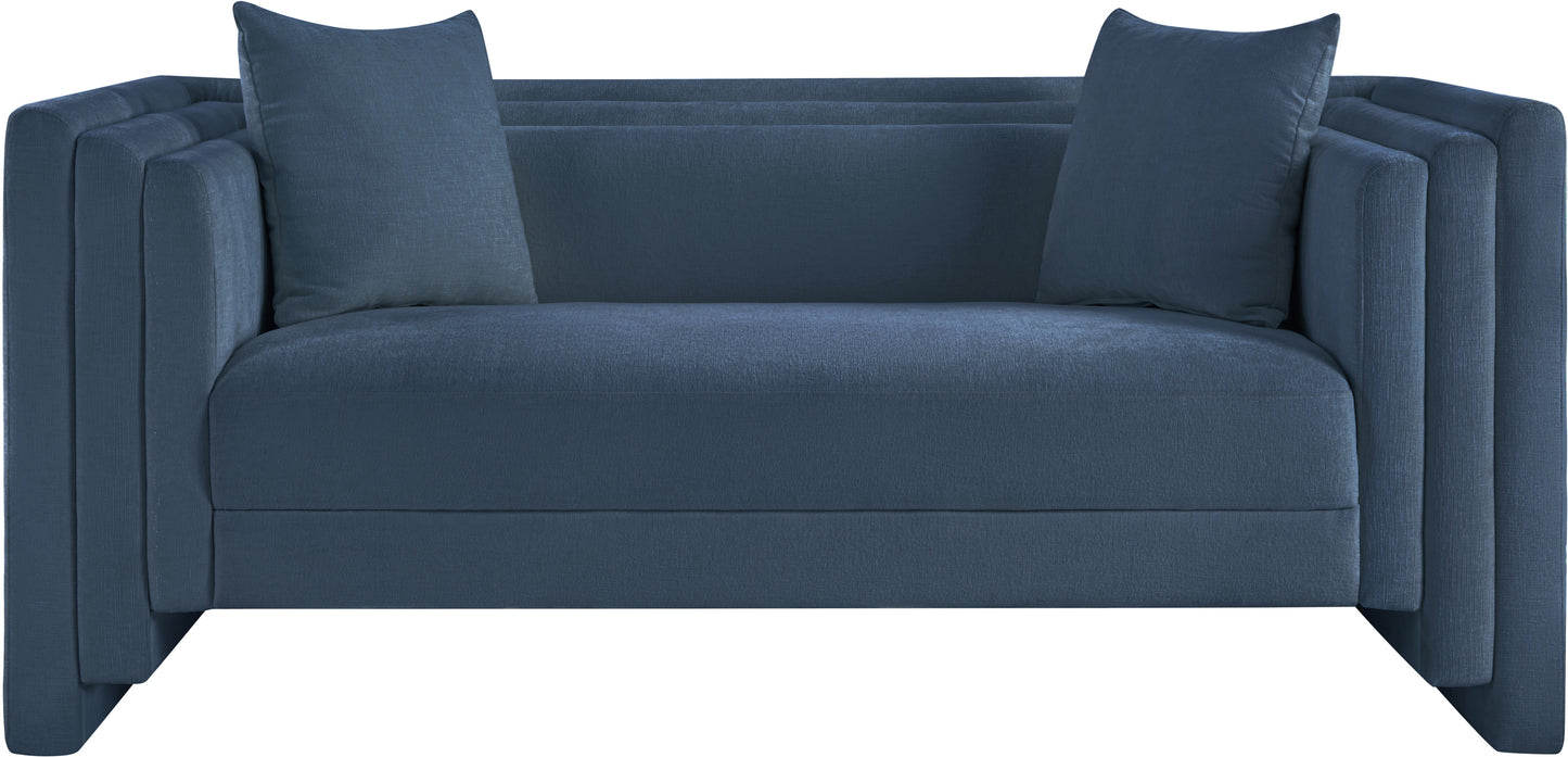 anzio light blue chenille fabric loveseat