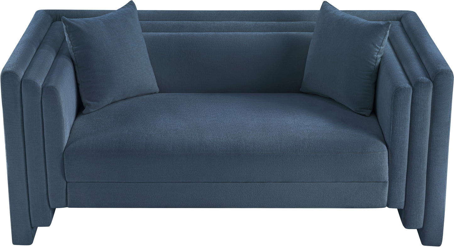 anzio light blue chenille fabric loveseat