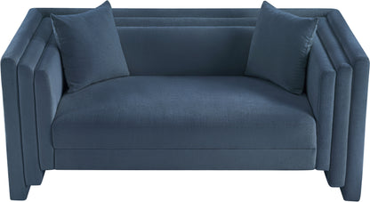 Anzio Light Blue Chenille Fabric Loveseat