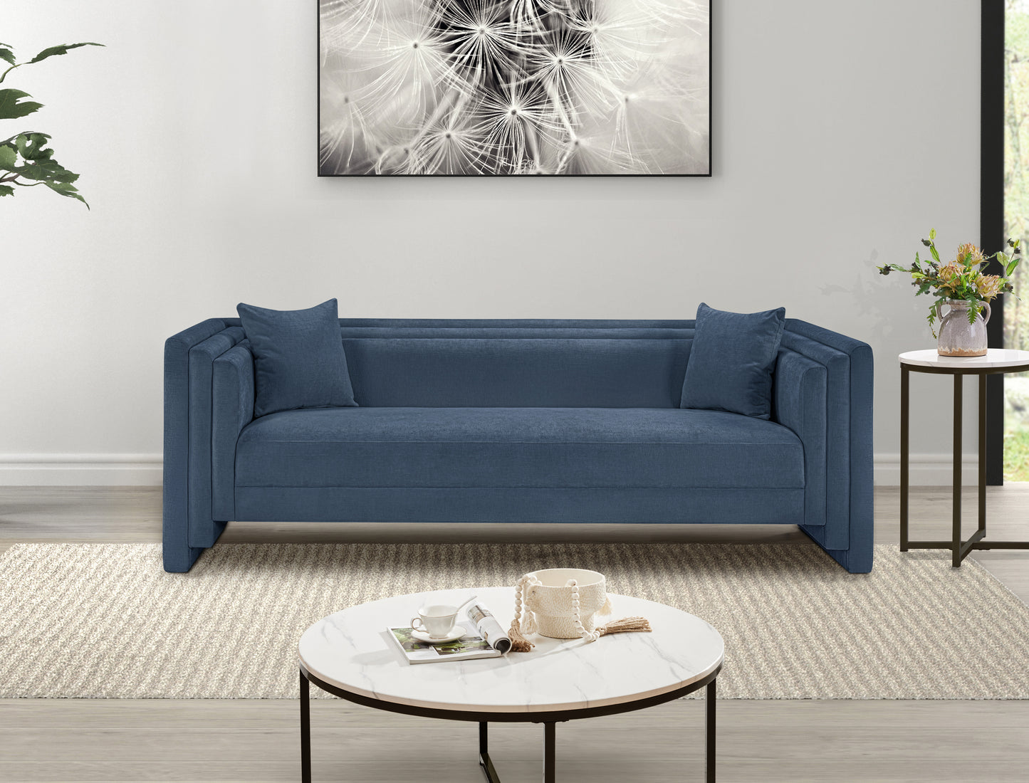 anzio light blue chenille fabric sofa