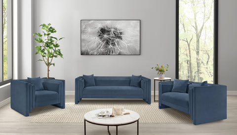 Selene 88.5" Light Blue Chenille Fabric Upholstered Sofa, 1 Piece