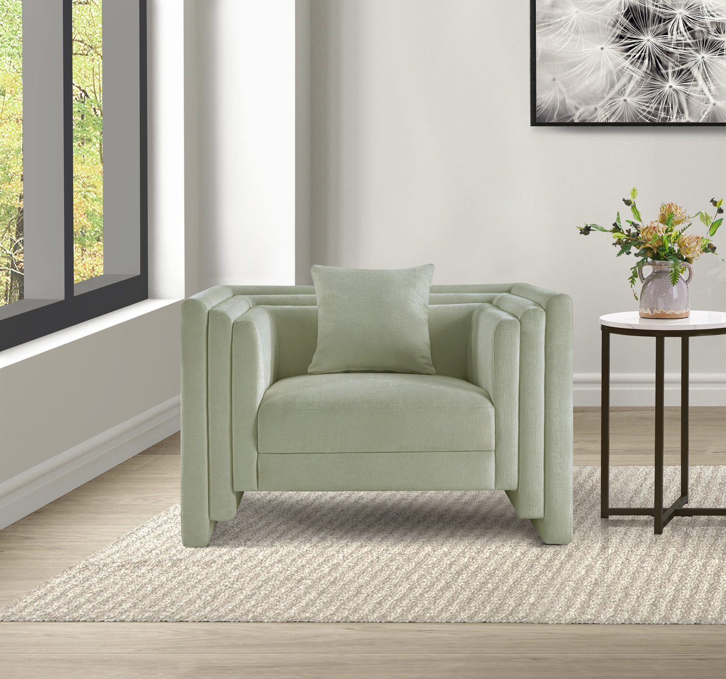 anzio mint chenille fabric chair