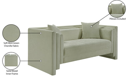 Anzio Mint Chenille Fabric Loveseat