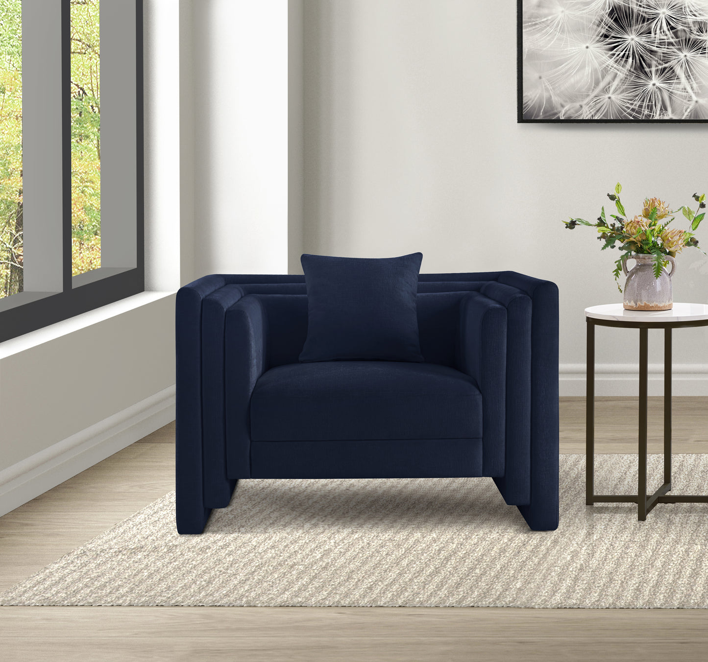 anzio navy chenille fabric chair