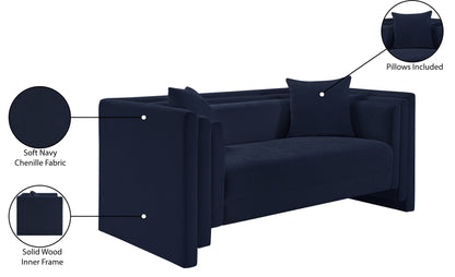 Anzio Navy Chenille Fabric Loveseat