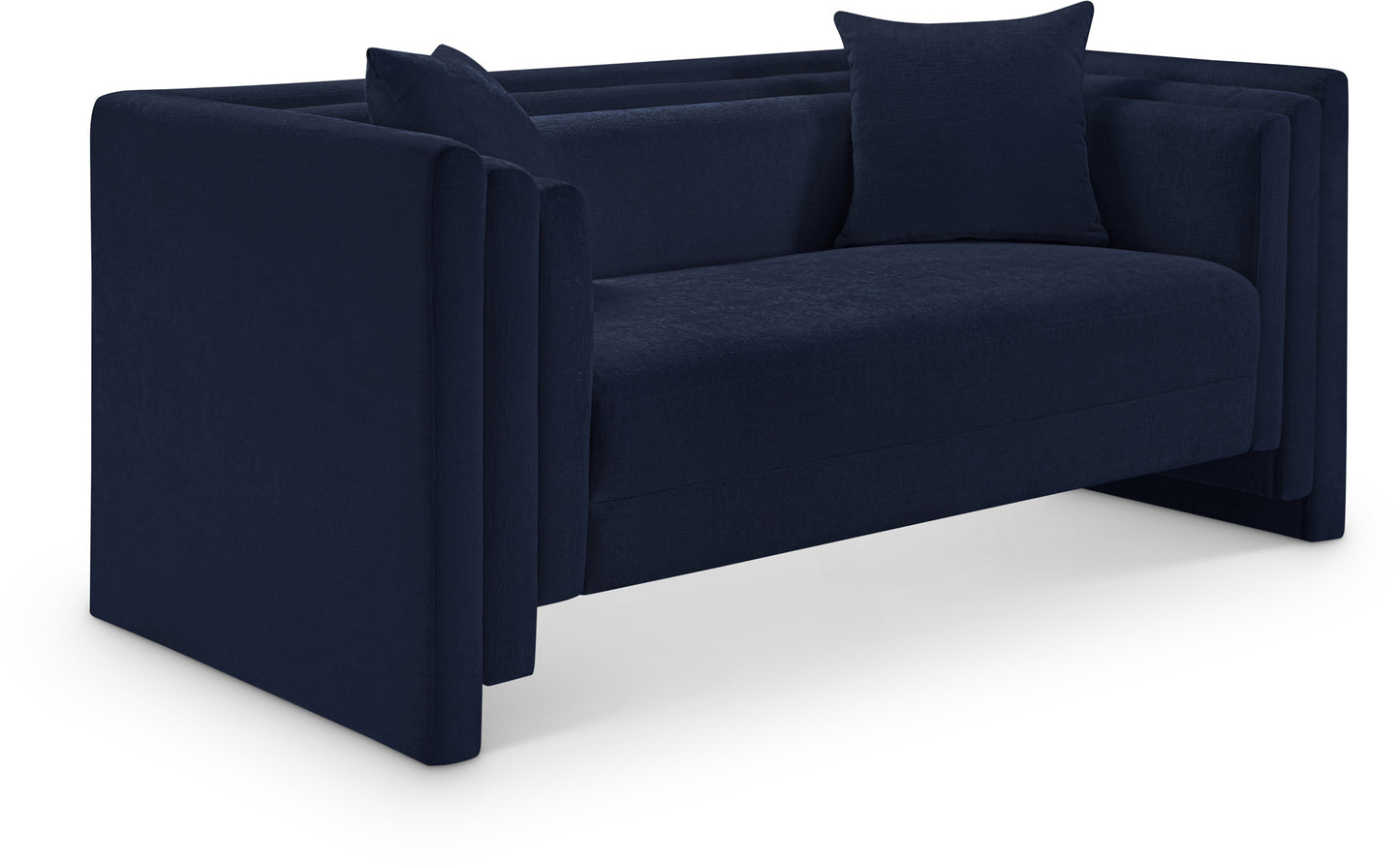 anzio navy chenille fabric loveseat