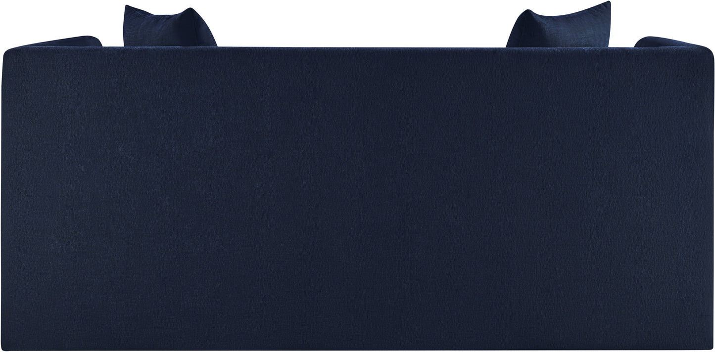 anzio navy chenille fabric loveseat