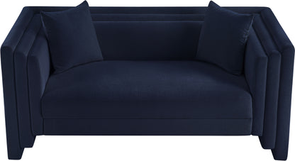 Anzio Navy Chenille Fabric Loveseat