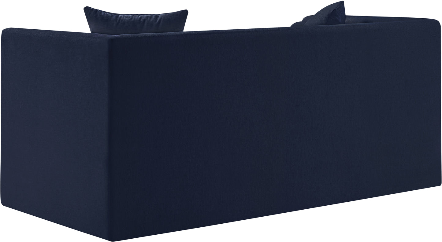 anzio navy chenille fabric loveseat