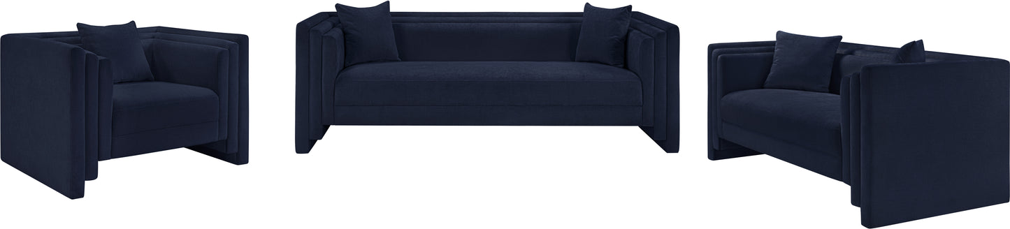 anzio navy chenille fabric loveseat